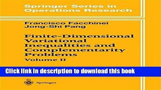 Read Finite-Dimensional Variational Inequalities and Complementarity Problems (Springer Series in