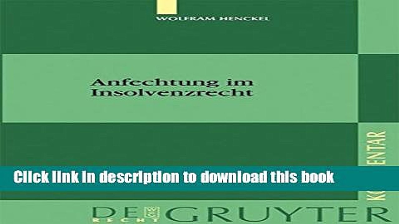 [PDF]  Anfechtung Im Insolvenzrecht  [Read] Online