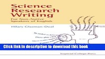 Read Book Science Research Writing for Non-Native Speakers of English ebook textbooks