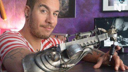 This Guy Has A Tattoo Machine as Prosthesis