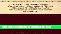 Read Excel for Windows Answers: Certified Tech Support Ebook Free