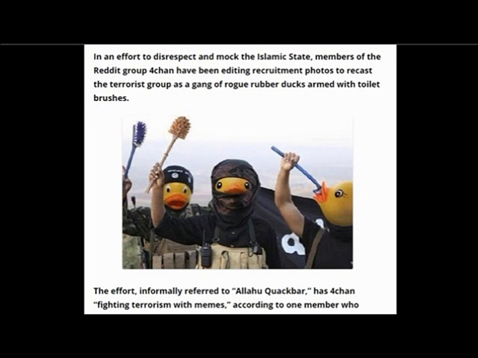 Internet mocks Islamic State by editing rubber ducks into recruitment photos