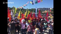 Pro-Kurdish HDP party gather for pro-democracy rally in Istanbul