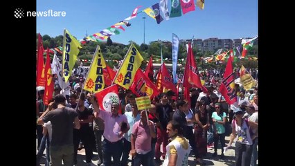 Pro-Kurdish HDP party gather for pro-democracy rally in Istanbul