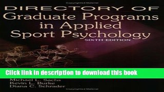 Download Directory of Graduate Programs in Applied Sport Psychology Ebook Free