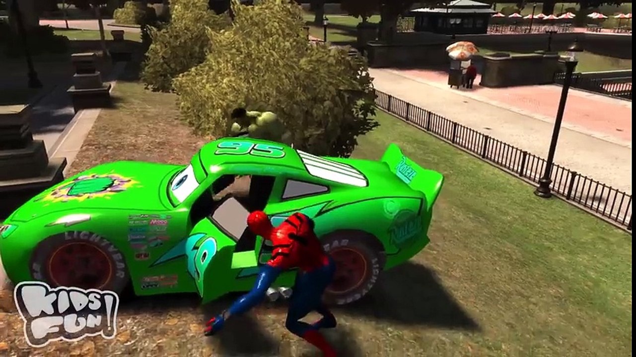 Spiderman & HULK with Disney Cars Lightning McQueen Colors