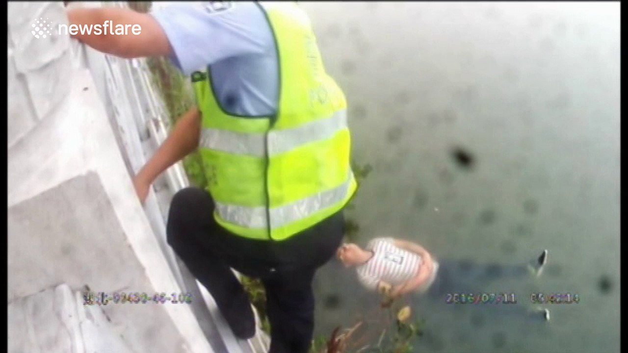 'Drunk' man sleeps on a river