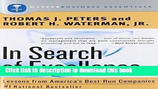 Download In Search of Excellence: Lessons from America s Best-Run Companies Ebook PDF