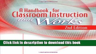Download Book A Handbook for Classroom Instruction That Works, 2nd edition Ebook PDF
