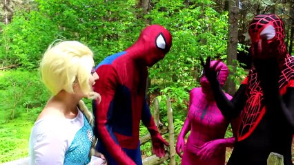 Spiderman & Frozen Elsa vs Fire! w- Pink Spidergirl,  Anna & Kristoff, Hulk, Joker & Snake Prank