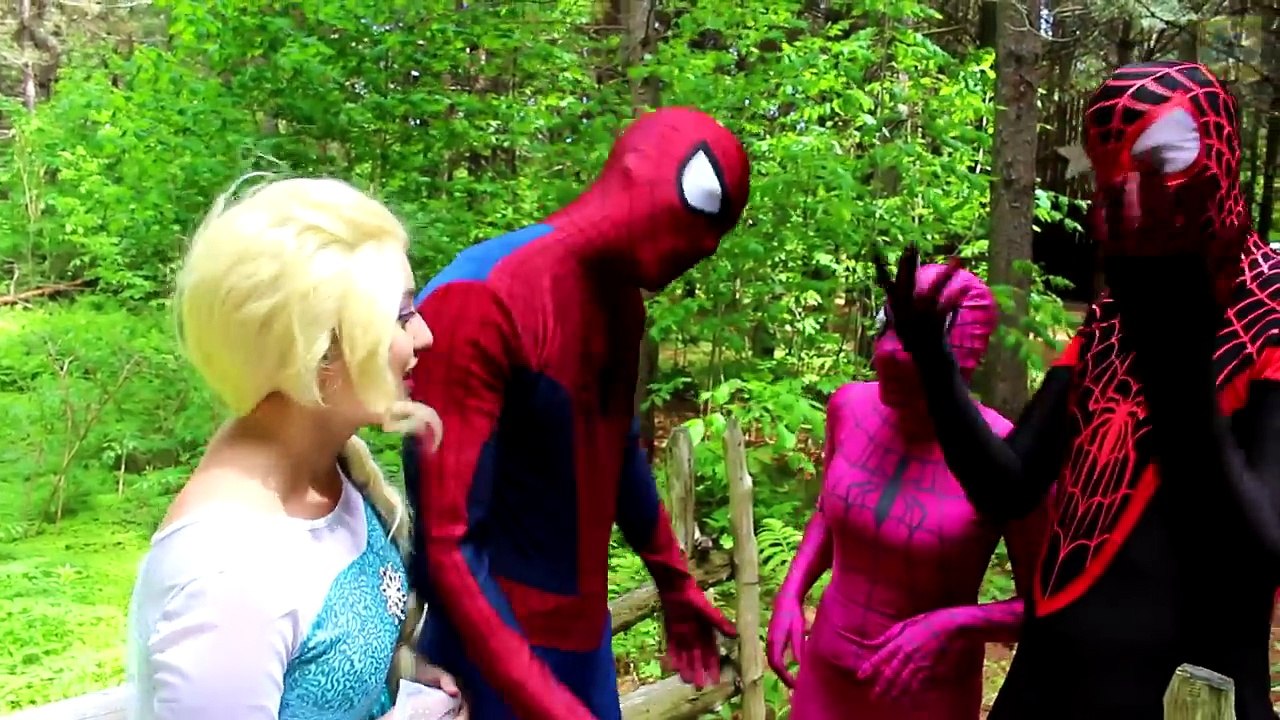 Spiderman & Frozen Elsa vs Fire! w- Pink Spidergirl,  Anna & Kristoff, Hulk, Joker & Snake Prank