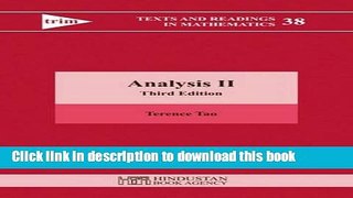 Read Analysis II: Third Edition (Texts and Readings in Mathematics) Ebook Online
