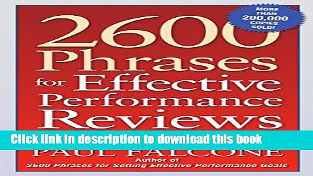 [PDF] 2600 Phrases for Effective Performance Reviews: Ready-to-Use Words and Phrases That Really