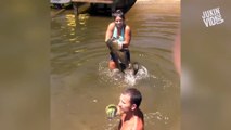 Girl Catches Huge Catfish With Bare Hands - Catfish Noodling