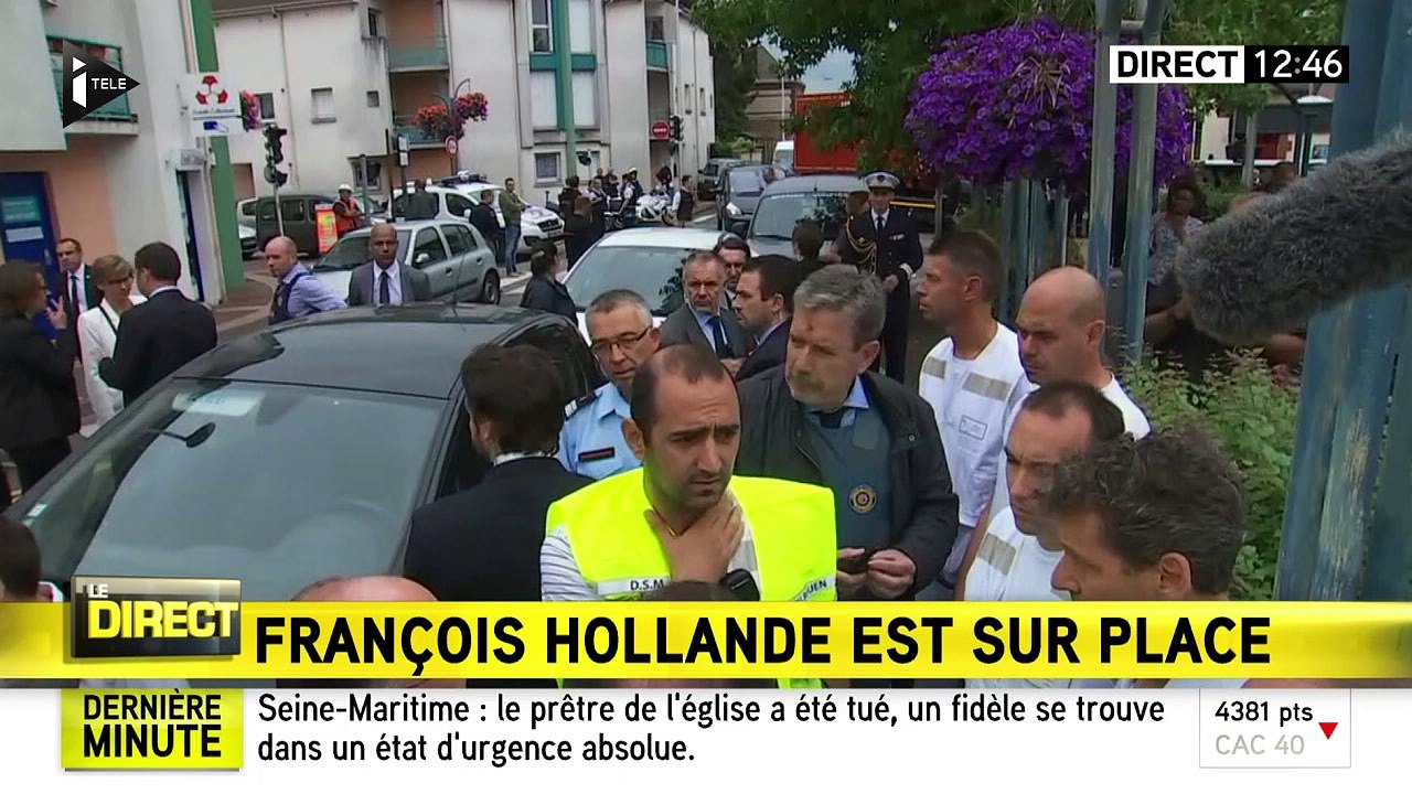 Vidéo : Hollande auprès des secouristes à Saint-Etienne-du-Rouvray