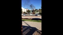 Carro pega fogo na Avenida Dante Michelini