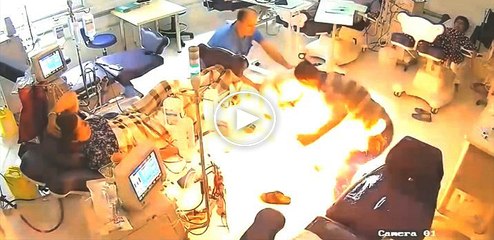 Tartıştığı hastayı benzin döküp yaktı