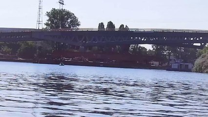 Bridge Contruction - New bridge is pushed over a river