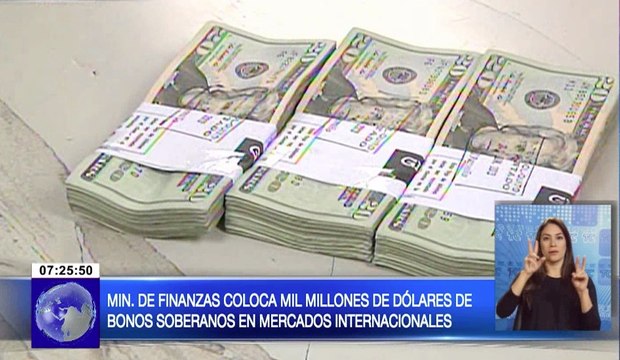 Ministerio de Finanzas coloca mil millones de dólares de bonos soberanos en mercados internacionales
