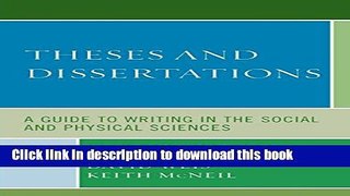 Download Books Theses and Dissertations: A Guide to Writing in the Social and Physical Sciences