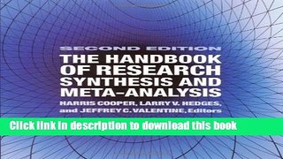 Read The Handbook of Research Synthesis and Meta-Analysis Ebook Free