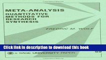 Read Meta-Analysis: Quantitative Methods for Research Synthesis (Quantitative Applications in the