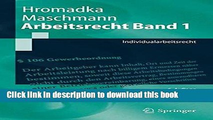 Read Books Arbeitsrecht Band 1: Individualarbeitsrecht E-Book Free