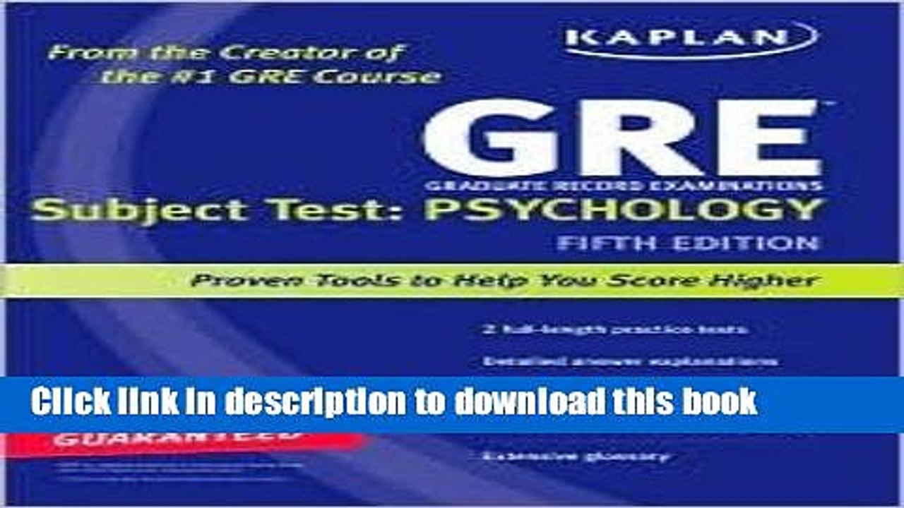 Download GRE Subject Test: Psychology Publisher: Kaplan Publishing; Original edition Ebook Free