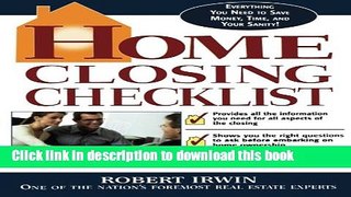 Read Home Closing Checklist  Ebook Free