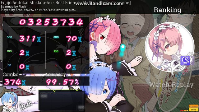 [Osu!] Fujijo Seitokai Shikkou Bu ~Best Friends -TV Size- [ Fycho's Insane ] + HDDT Arnold24x24's Replay
