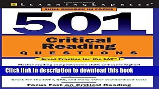 Read Book 501 Critical Reading Questions (501 Series) E-Book Download