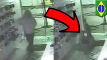 Smooth criminal face plants into glass door in São Paulo burglary