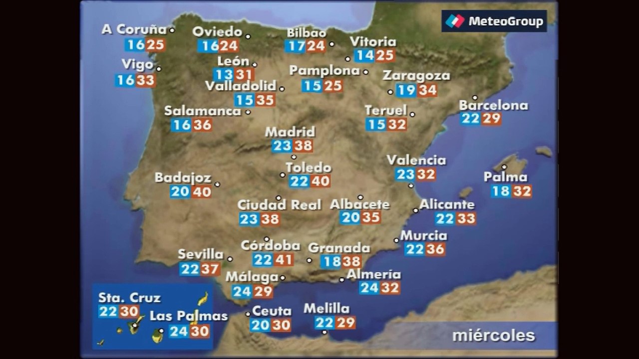 Previsión del tiempo para este miércoles 27 de julio