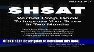 Read Books SHSAT Verbal Prep Book To Improve Your Score In Two Months: The Most Effective
