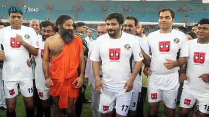 Baba Ramdev plays football!