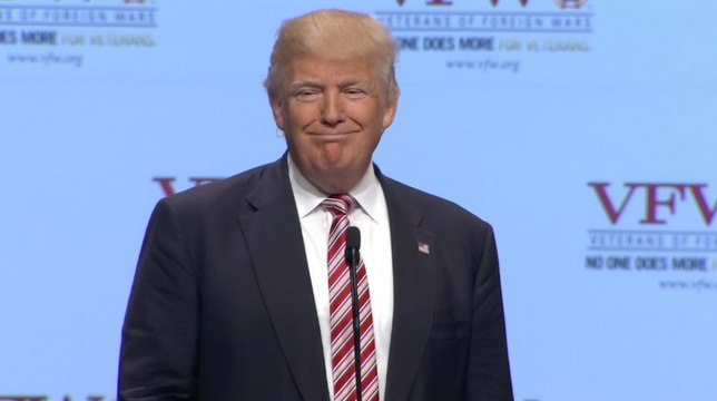 Trump slams Clinton at national veteran convention, crowd member shouts 'Lock her up'