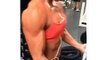 Beautiful Annette Garcia pumps her great arms so hard her cablethick veins pop out