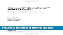 Read Microsoft SharePoint Portal Server: Building Knowledge Sharing Applications (HP Technologies)