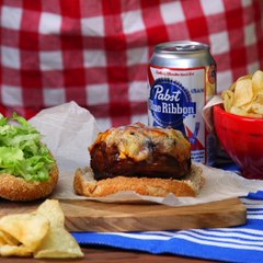 Beer Can Bacon Mushroom Swiss Burger