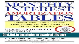 Read Monthly Interest Amortization Tables  Ebook Free