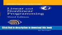 Read Linear and Nonlinear Programming (International Series in Operations Research   Management