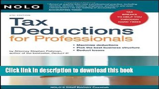 Read Tax Deductions for Professionals  Ebook Free