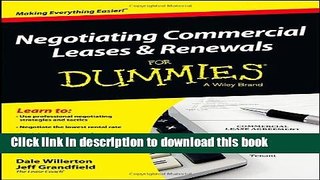 Read Books Negotiating Commercial Leases   Renewals For Dummies Ebook PDF