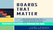 Read Boards that Matter: Building Blocks for Implementing Coherent Governance  and Policy