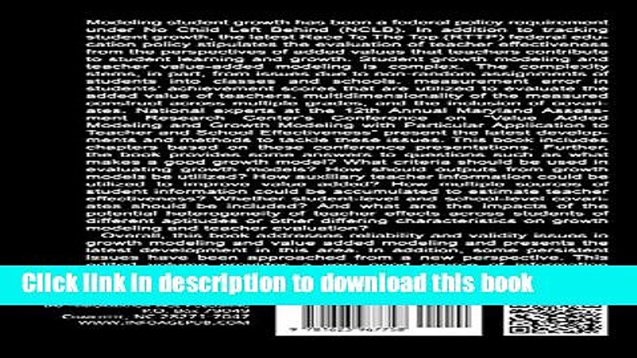 Read Value Added Modeling and Growth Modeling with Particular Application to Teacher and School