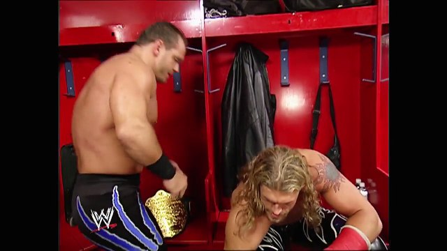 Chris Benoit and Edge backstage: Raw, April 19, 2004
