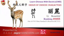 Origin of Chinese Characters LM 0988 丽麗 beautiful -Learn Chinese with Flash Cards