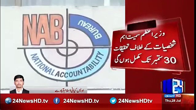NAB give Dead line to complete the investigation of mega corruption cases_Including PM Nawaz