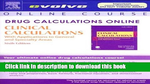 Read Drug Calculations Online for Kee/Marshall: Clinical Calculations: With Applications to