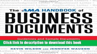 Read The AMA Handbook of Business Documents: Guidelines and Sample Documents That Make Business